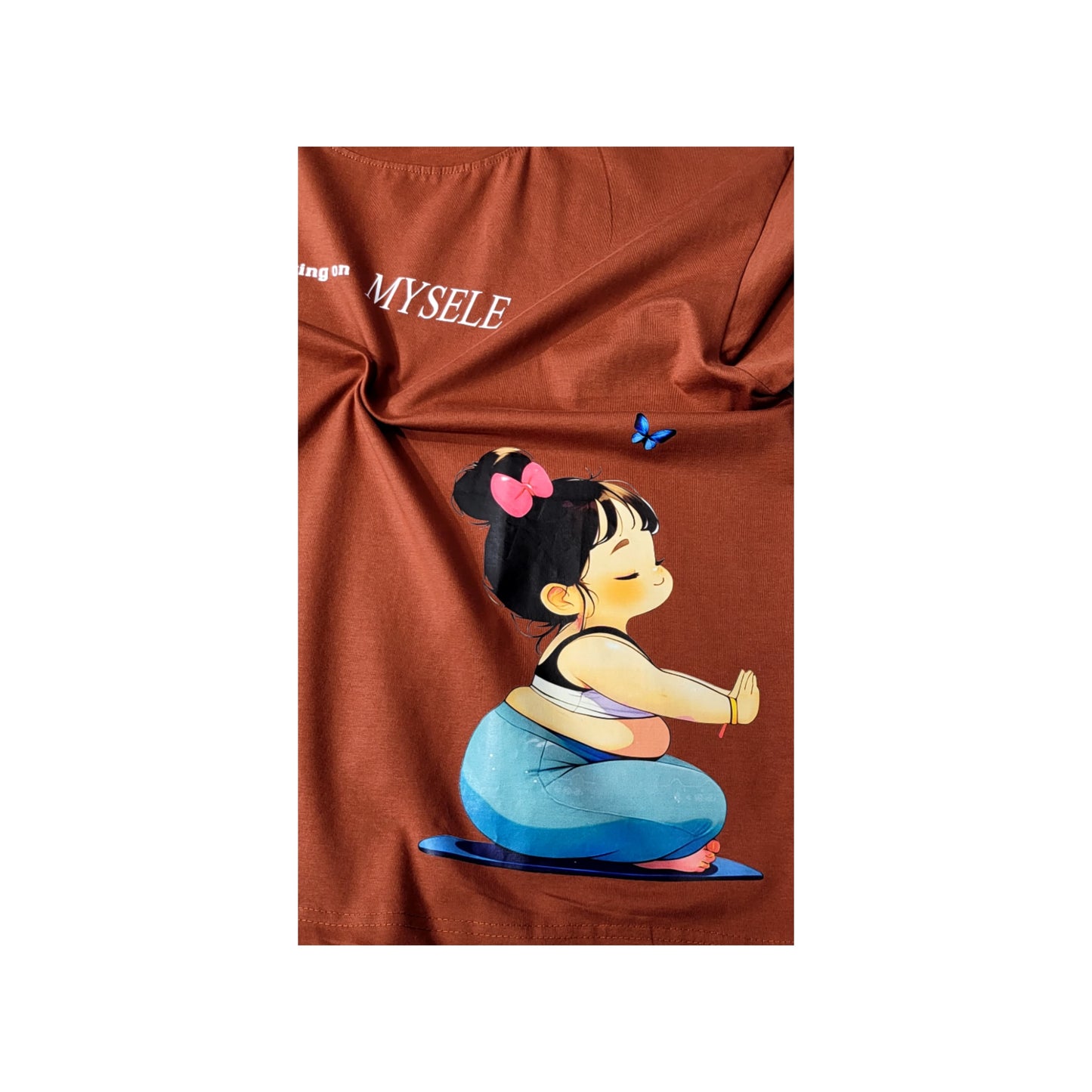 Rust Relaxed Fit Graphic T-Shirt – "Busy Working on Myself"